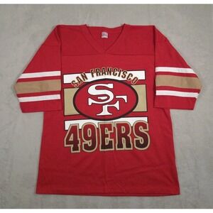 Vintage San‎ Francisco 49ers Shirt Mens Large Raglan 3/4 Sleeve Big Logo Jersey